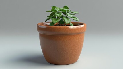 Fototapeta premium A clay pot with a small plant in it