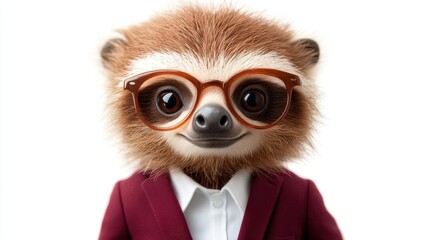 Fototapeta premium A cartoon bear wearing glasses and a suit