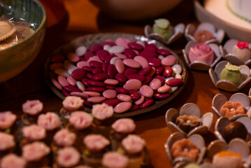 candy , display with jelly beans, disco jelly beans, pink jelly beans, sweets	
