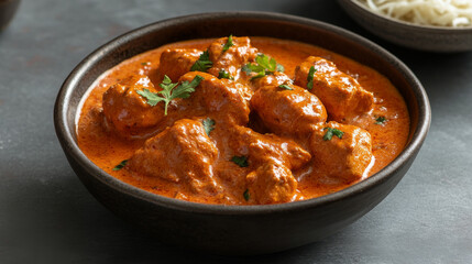 Savor the exquisite flavors of Indian cuisine with our tantalizing butter chicken curry.
