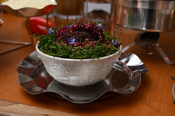quinoa salad with pomegranate, buffet, fit food, thanksgiving day
,haute cuisine, thanksgiving 