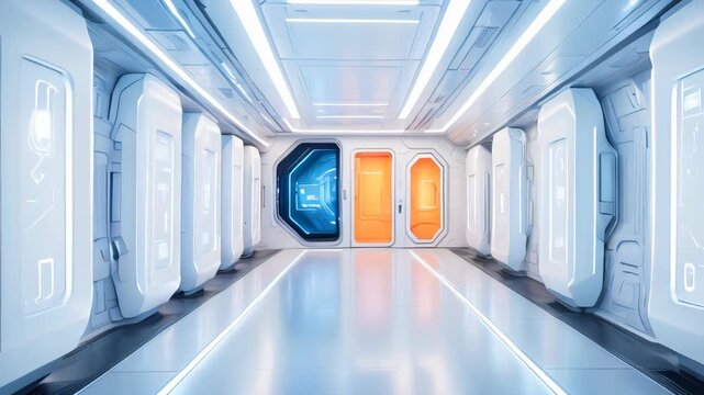 Science fiction corridor with high tech elements
