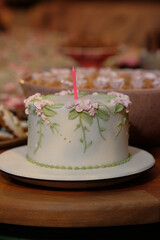  cake with flowers, cake with candle, fondant cake, vintage cake