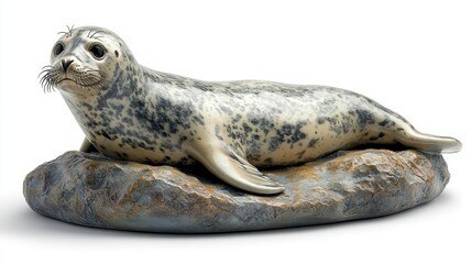 Fototapeta premium Gray and brown seal figurine on rock base