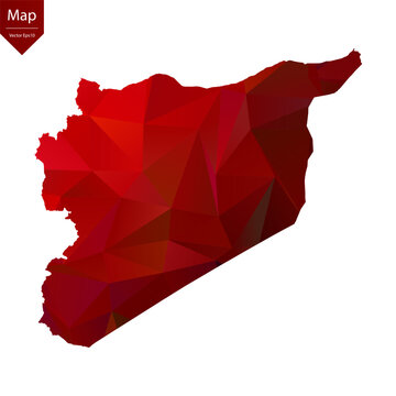 recommend clip art: Map of Syria - Red Geometric Rumpled Triangular , Polygonal Design For Your . Vector illustration eps 10.