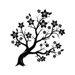 Black silhouette cheery flower