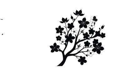 Black silhouette cheery flower