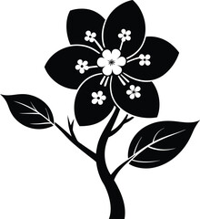 Black silhouette cheery flower