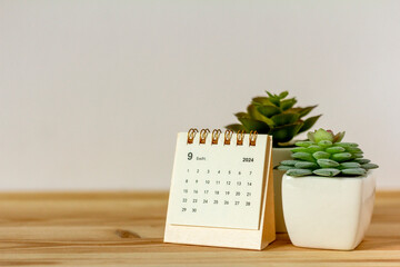 Desk calendar for September 2024. Desk calendar for planning and managing every date.