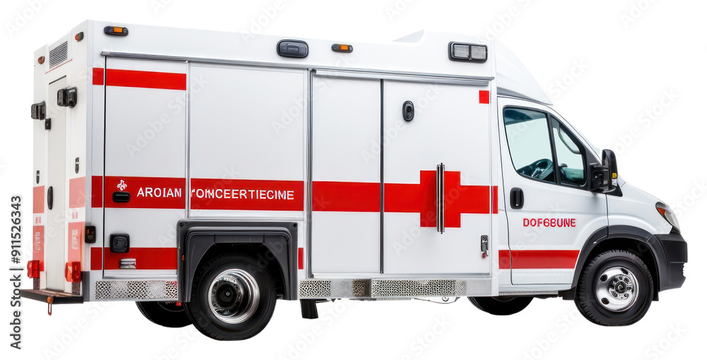 Sticker png ambulance vehicle van white background.