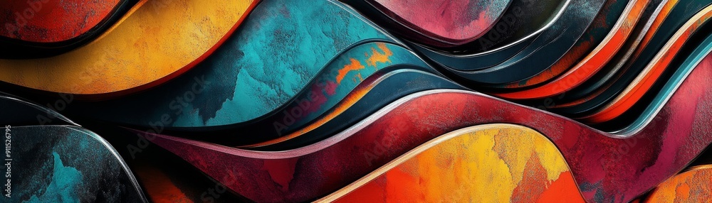 Aufkleber Create a contemporary abstract texture with dynamic, geometric patterns and vibrant colors, showcasing a seamless blend of fluid lines and digital design that emphasizes modern artistic expression