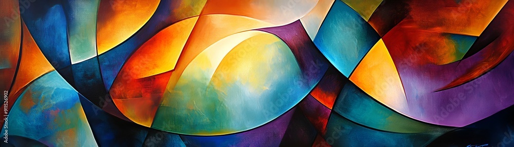 Poster create a contemporary abstract artwork with dynamic textures and patterns, incorporating colorful ge