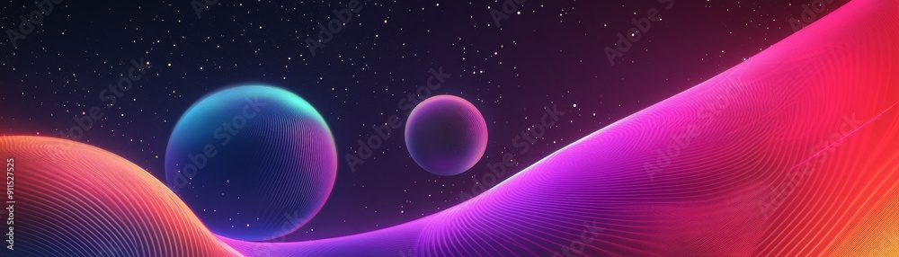 Poster space-themed background with abstract patterns and light gradients blending seamlessly to create a f