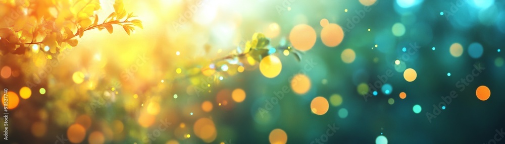 Aufkleber nature-inspired background with an abstract design that incorporates colorful bokeh effects and soft light gradients to create a dreamy