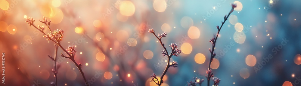 Aufkleber nature-inspired background with an abstract design that incorporates colorful bokeh effects and soft light gradients to create a dreamy