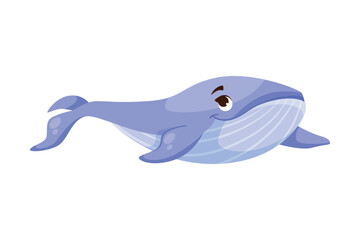 Whale Sea Animal with Fins Swimming in Ocean Vector Illustration