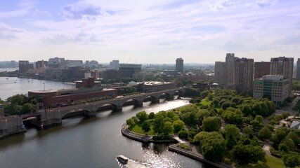 East Cambridge, MA. Summer 2024 aerial stock footage b roll