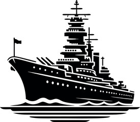 Silhouette of a battle ship icon with a white background vector illustration © Habiba
