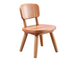 3D Modern Wooden Chair with a simple and elegant design, suitable for any room. Isolated on transparent background, png.