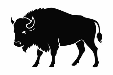 Bison buffalo vector silhouette, bison icon