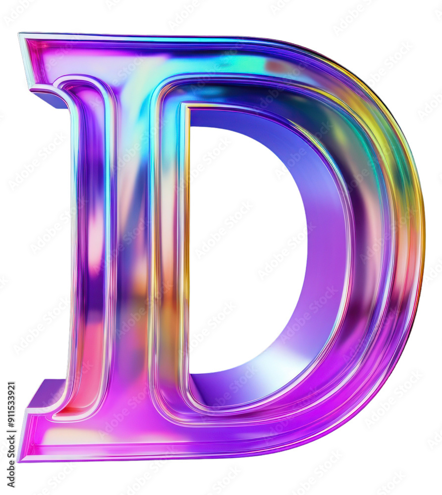 Wall mural PNG Alphabet D shape text illuminated abstract.