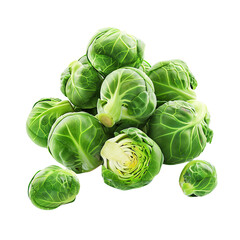 Fototapeta premium Brussels sprouts isolated white background Healthy PNG Vegetable Concept