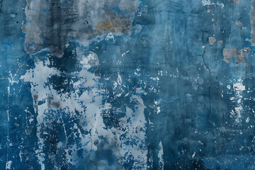 Distressed blue and white textured wall background perfect for vintage and grunge design projects. 
