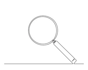 Simple continuous one line drawing of magnifying glass. Loupe or Magnifying glass in simple outline illustration. Editable line vector