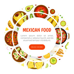 Traditional Mexican Dish Banner Design with Food Vector Template