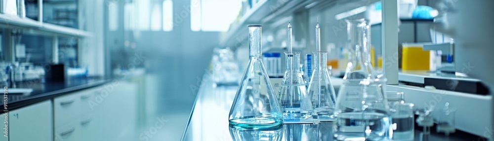 Aufkleber A detailed view of a high-tech lab where researchers are conducting environmental tests, with precise measurements 