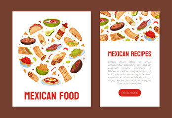 Traditional Mexican Dish Banner Design with Food Vector Template