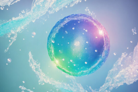 abstract background with rainbow bubbles and soapy texture