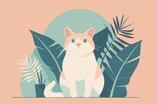 Feline portrait flat design front view cozy theme animation Complementary Color Scheme