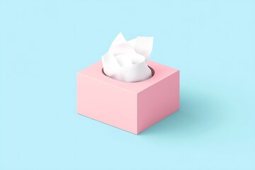 Colorful Tissue Box Icon Illustration in Modern Style for Health and Wellness Concepts