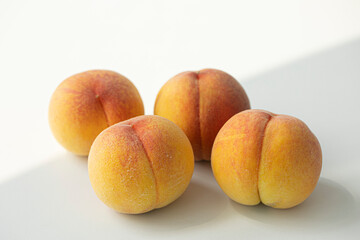 Sweet Yellow Peach fruit isolated on white background.