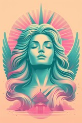 Abstract Pop Art Angel Portrait With Vibrant Colors and Stylized Features