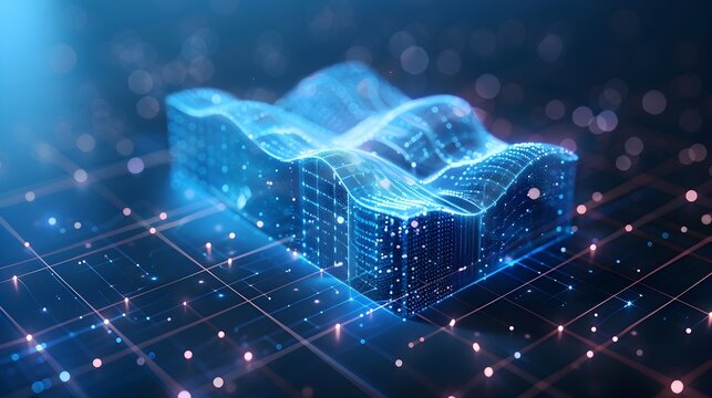 Isometric Icon of Futuristic Digital Network Frequencies and Waves for Tech Services