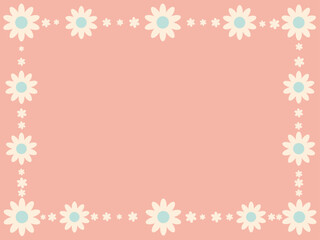 シンプルでかわいい白い花とピンクのフレーム素材