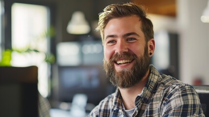 Obraz premium Man with a successful startup company.