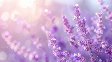 Naklejka premium Lavender flowers blooming in a vibrant garden during spring, showcasing the beauty of nature with purple and pink hues