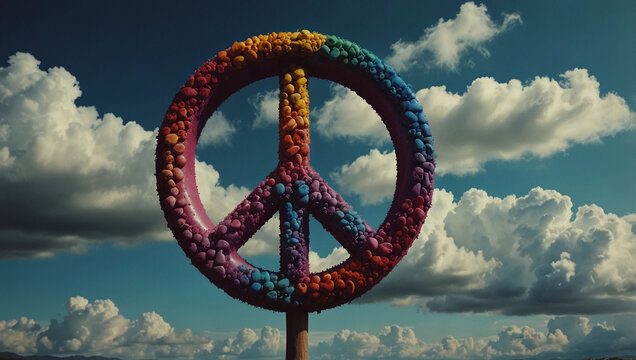 World peace day symbolizing global antiwar campaign love peace freedom icon poster mockup