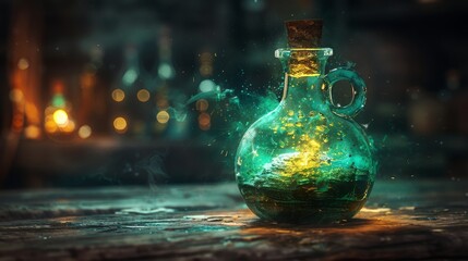 realistic potion bottle artwork , fantasy potion bottle concept art , magical potion bottle digital art , detailed potion bottle image