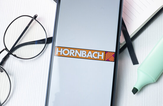 New York, USA - 1 August 2024: Hornbach Holding Logo on Phone Screen, Company Icon on Display