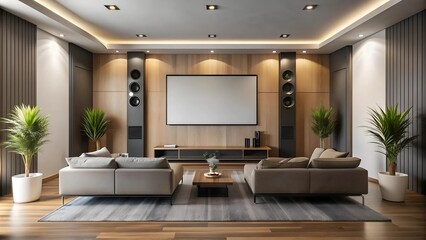 Immersive Sound, Minimalist Design: A Sleek Home Theater System  Generative AI