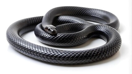 Serpentine Symphony: A Black Snake on a White Canvas  AI Generated