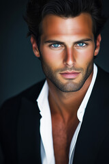 Obraz premium Portrait of confident man with blue eyes.