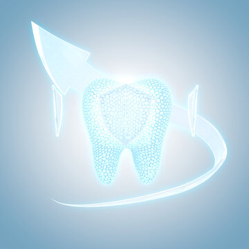 Dental shield protection, Medical dental health protection, blue background, better dental health, 3D rendering