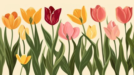 Obraz premium Illustration of a composition of tulips