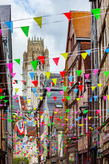 Rouen, Normandy, France, Damiette street, famous for antique shops, traditional colorful...