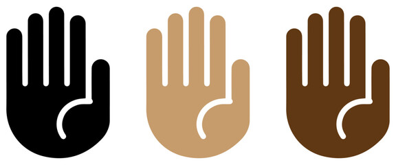 Obraz premium hand icon isolated on white. vector palm. hand. stop hand. showing hand.